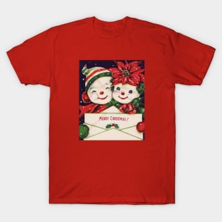 Snowman Couple Vintage T-Shirt